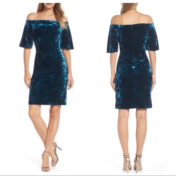Eliza J Dresses & Skirts - Eliza J Off The Shoulder Velvet Cocktail Dress 0